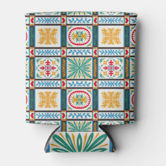 Italian Majolica Embroidery: Mediterranean Floral  Can Cooler