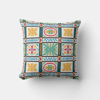 Italian Majolica Embroidery: Mediterranean Floral  Cushion