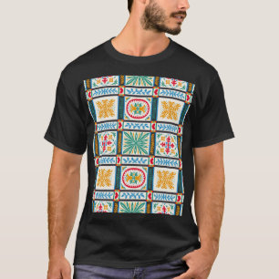 Italian Majolica Embroidery: Mediterranean Floral T-Shirt