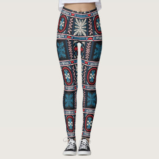 Italian majolica, Mediterranean floral embroidery. Leggings