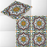 Italian Majolica Pattern Repro Tile<br><div class="desc">This digitally enhanced pattern was derived from an antique ca. 1890 to ca. 1920 illustration of Italian majolica pattern. You can customise the background colour.</div>