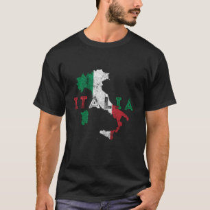 Italian Map And Flag Distressed Italy T-Shirt