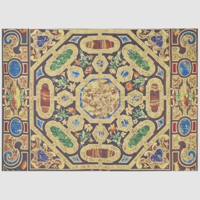 Italian Marble Carpet Gold Blue Green Decoupage  Tissue Paper (Front)