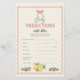 Italian Market  Baby Predictions Baby Shower Game