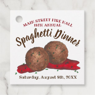 Italian Meatballs Spaghetti Dinner Charity Event Favour Tags