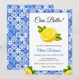 Italian Mediterranean Ciao Bella Bridal Shower  Invitation