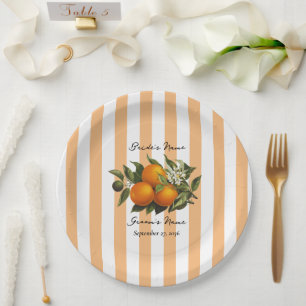 Italian Mediterranean Citrus Lemon Orange Wedding Paper Plate