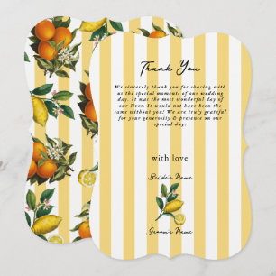 Italian Mediterranean Citrus Lemons Wedding Thank You Card