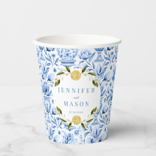 Italian Mediterranean lemon wedding paper cups