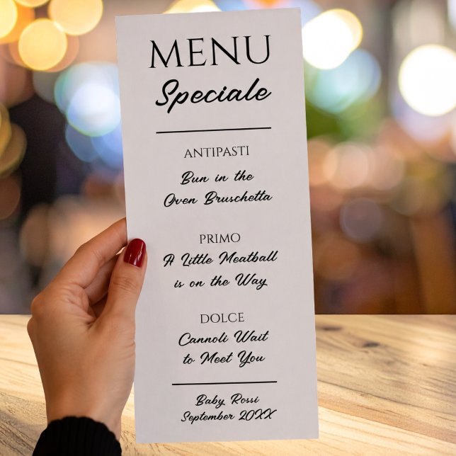 Italian Menu Restaurant Pregnancy Announcement (Italian Menu Restaurant Pregnancy Announcement)