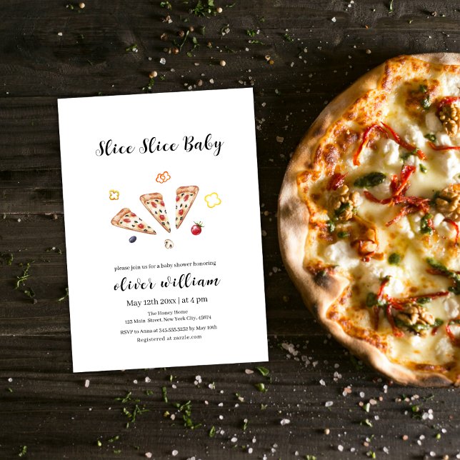 Italian Modern Slice Slice Baby Pizza Baby Shower Invitation (Italian Modern Slice Slice Baby Pizza Baby Shower Invitation)