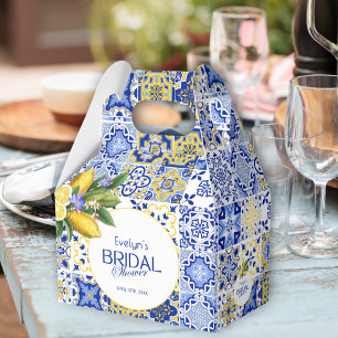 Italian Mosaic Blue Tile & Lemons Bridal Shower Favour Box