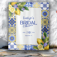 Italian Mosaic Blue Tile Lemons Bridal Shower