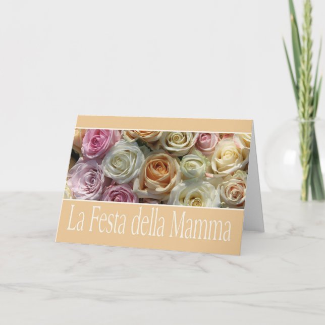 Italian mother's day pastel roses card (Front)