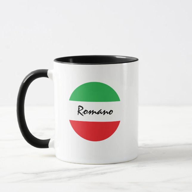 Italian Name with Tricolore Flag of Italy Monogram Mug (Left)