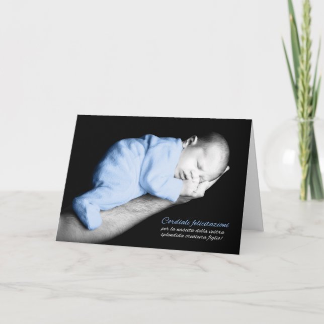 Italian New Baby Boy Congratulations Congratulazio Card (Front)