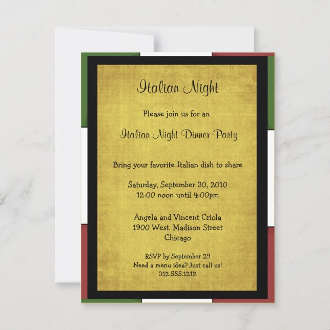 Italian Night Party Invitation (Front)
