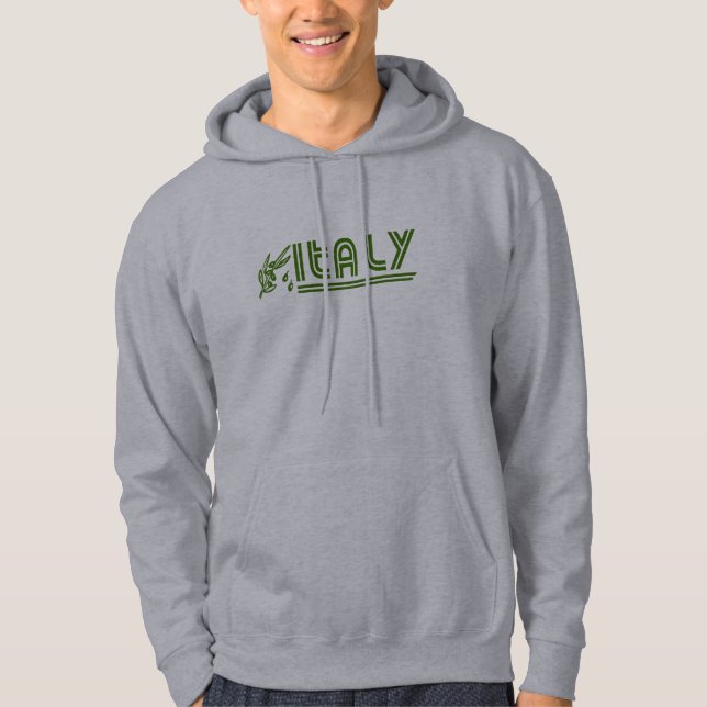 Italian Olive Branch Retro Hooded Sweatshirt (Front)