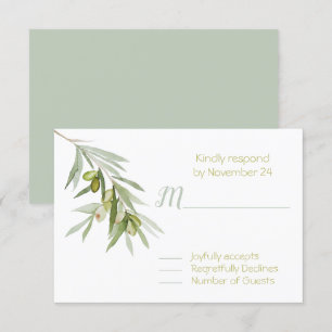 Italian Olive Branch Wedding RSVP Card