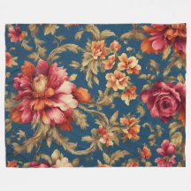 Italian Opulent Red, White Flowers Golden Leaves