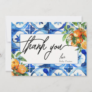 Italian Orange Watercolor Baby Shower Thank You Card