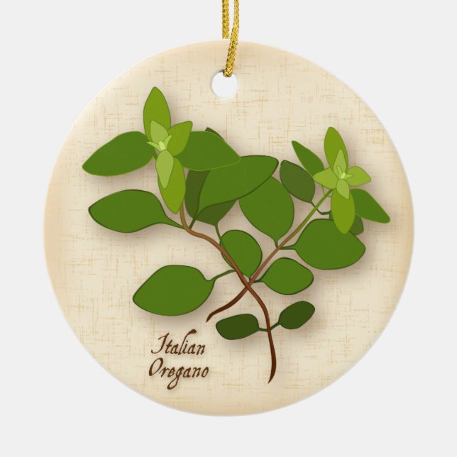 Italian Oregano Herb Ceramic Ornament (Front)