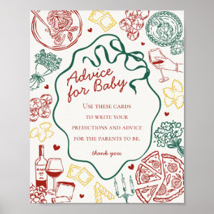 Italian Pasta Baby Shower Advice for Baby Poster