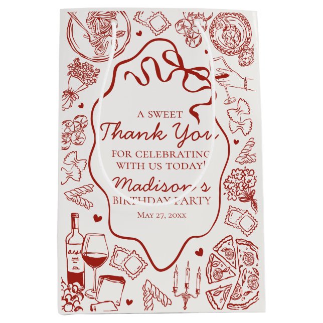 Italian Pasta Holy Cannoli Birthday Party Favor Medium Gift Bag (Front)