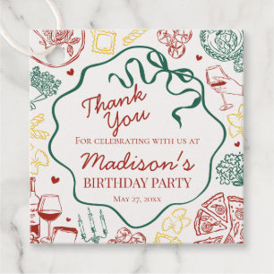 Italian Pasta Holy Cannoli Birthday Party Favour Tags