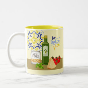 Italian Pasta Ingredients Two-Tone Coffee Mug