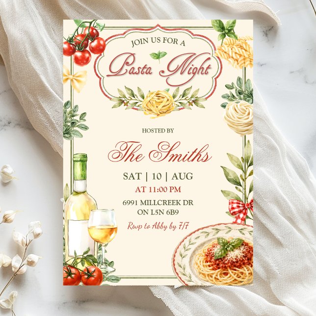 Italian Pasta Night Dinner Party Invitation  (Creator Uploaded)