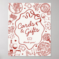 Italian Pasta Party Cards and Gifts Sign