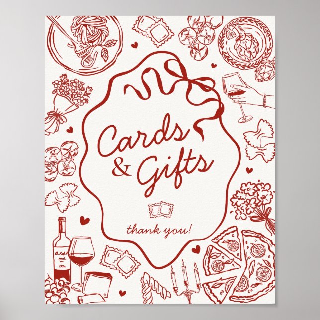 Italian Pasta Party Cards and Gifts Sign (Front)