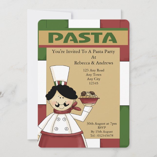 Italian Pasta Party Invitation (Front)