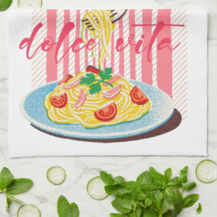 Italian Pasta Spaghettis  Tea Towel