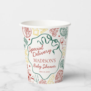 Italian Pasta Special Delivery Baby Shower Paper Cups
