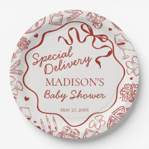 Italian Pasta Special Delivery Baby Shower Paper Plate