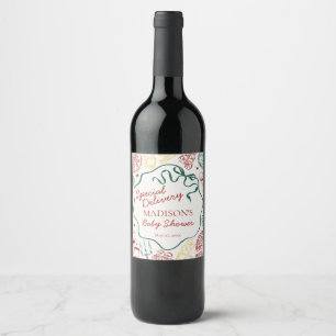 Italian Pasta Special Delivery Baby Shower Wine Label