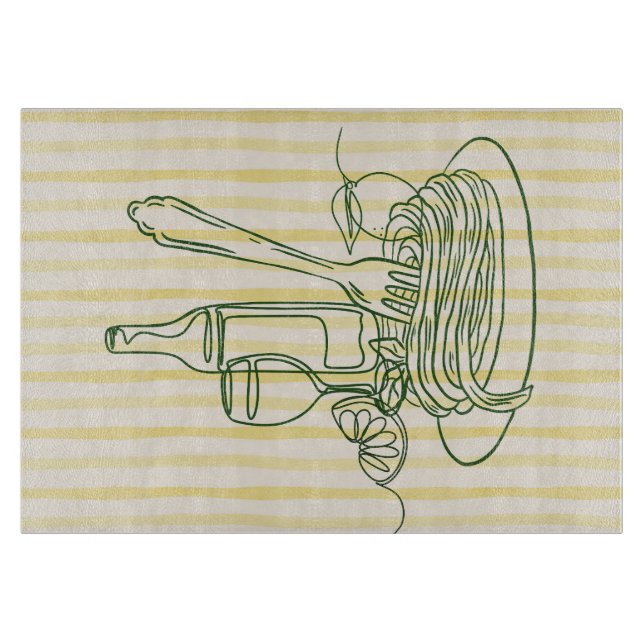 Italian Pasta & Wine Kitchen Print Cutting Board (Front)