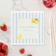 Italian Pastel Blue Stripes Lemon Bridal Shower