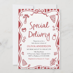 Italian Pizza Baby Shower Special Delivery Invitation