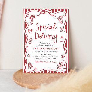 Italian Pizza Baby Shower Special Delivery Invitation