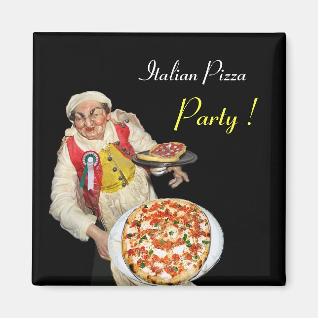 ITALIAN PIZZA,black Magnet (Front)