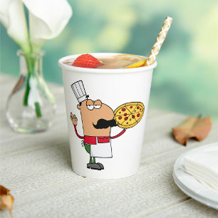 Italian Pizza Chef Paper Cups