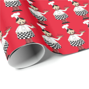 Italian Pizza chef themed wrapping paper