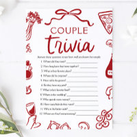 Italian Pizza Couple Trivia Bridal Shower Game 