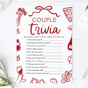 Italian Pizza Couple Trivia Bridal Shower Game  Invitation