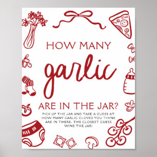Italian Pizza Guess How Many Garlic Baby Shower Poster