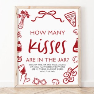 Italian Pizza Guess How Many Kisses Bridal Shower Poster