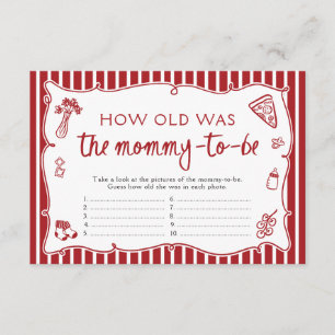 Italian Pizza How Old Was Mommy Baby Shower Game Enclosure Card